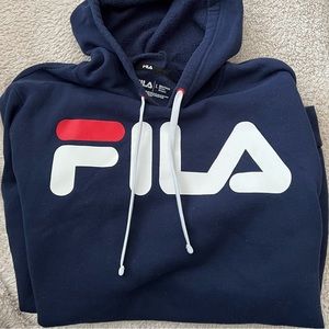 Fila Men’s Logo Hoodie Sweatshirt Navy Size Large